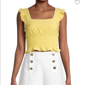 NWT Bcbgeneration Yellow eyelet crop top Size M